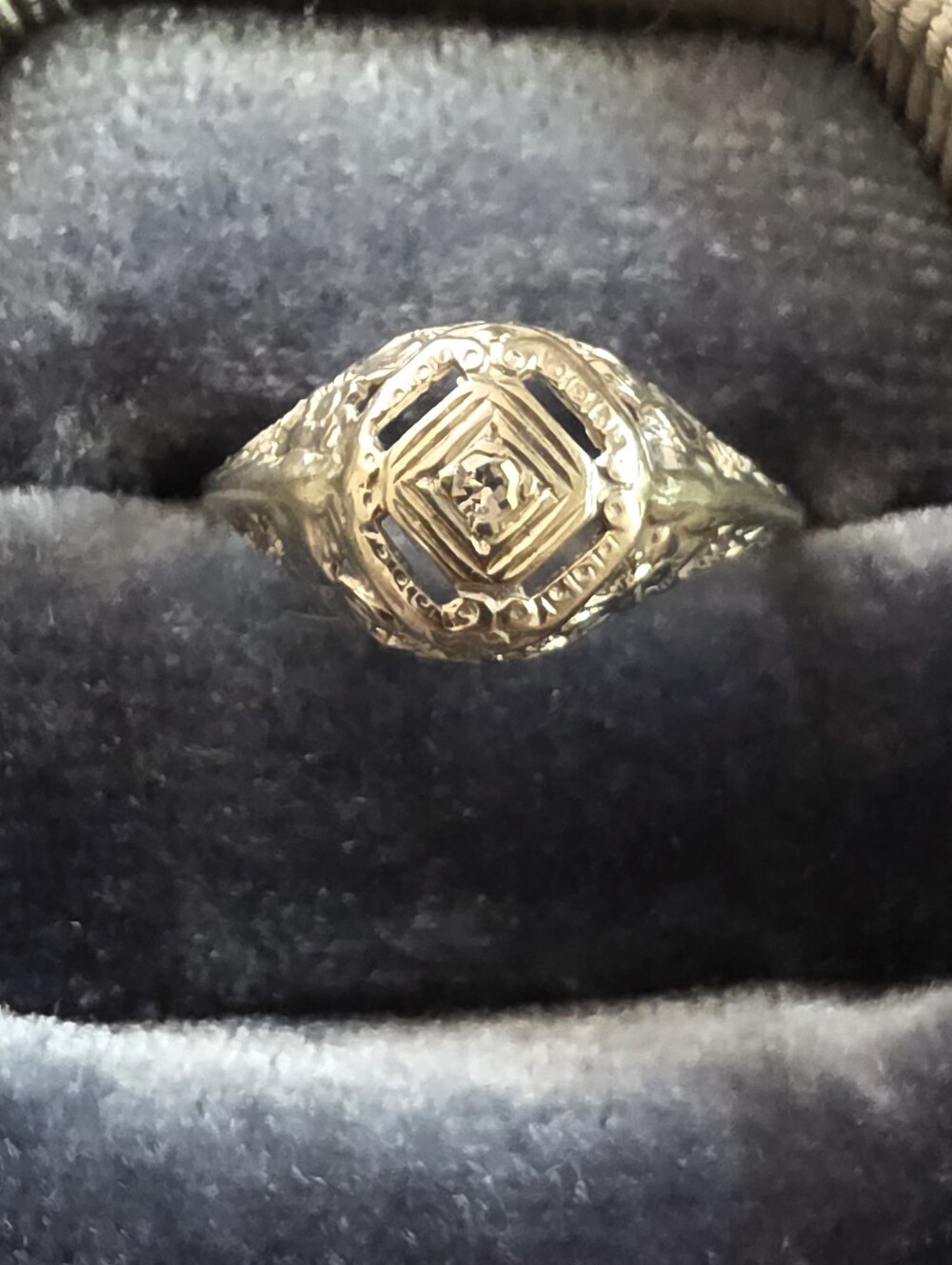 14k Diamond White Gold Ring (Antique)